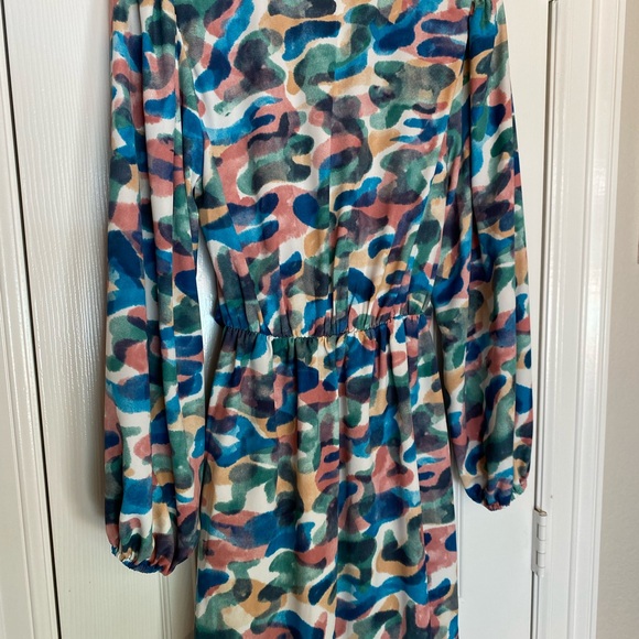 Stunning Long Sleeve Watercolor Mini Dress - Picture 6 of 7